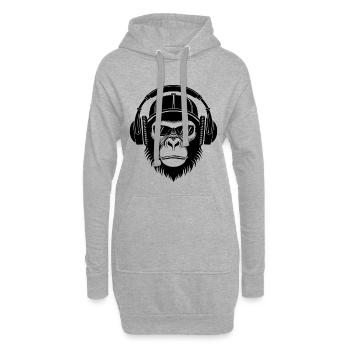 Tête de Singe Lunettes Casquette DJ Groove Chemise - Sweat-shirt à capuche long Femme - gris chiné - Devant