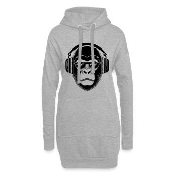 Rebellisch Affenkopf DJ Grooves Underground Shirt - Hoodie-Kleid - Grau meliert - Vorne