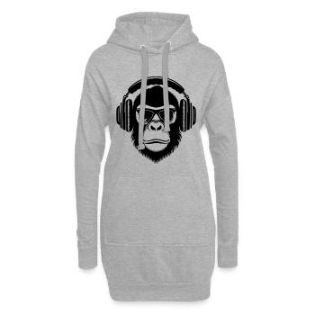 Fokussiert Affenkopf Gaming Kopfhörer Crew Shirt - Hoodie-Kleid - Grau meliert - Vorne