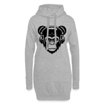 Skateboard Schimpanse Doppeldutt Street Shirt - Hoodie-Kleid - Grau meliert - Vorne