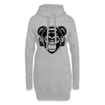 Skateboard Dutt Affe Street Kopfhörer Groove Shirt - Hoodie-Kleid - Grau meliert - Vorne