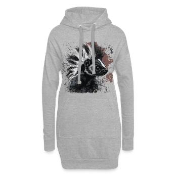 Lustiges Punkrock Stinktier - Hoodie-Kleid - Grau meliert - Vorne