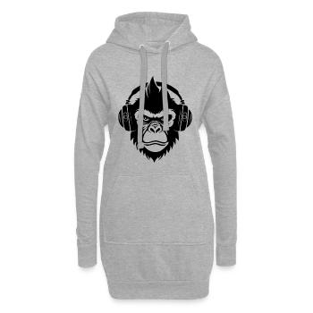 Rebellischer Affenkopf Punk Club Sound Shirt - Hoodie-Kleid - Grau meliert - Vorne