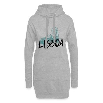 Belém-Turm in Lissabon, türkisfarbene Silhouette - Hoodie-Kleid - Grau meliert - Vorne