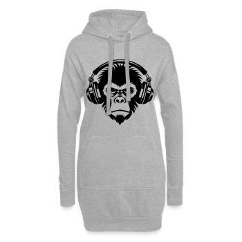 Heavy Metal Monkey Head Rock Power Chemise - Sweat-shirt à capuche long Femme - gris chiné - Devant