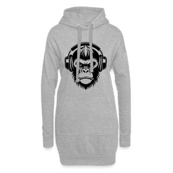 Heavy Metal Monkey Head Rock Power Chemise - Sweat-shirt à capuche long Femme - gris chiné - Devant