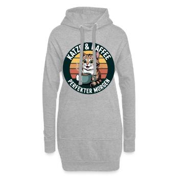 Café Chat Rétro Matin - Sweat-shirt à capuche long Femme - gris chiné - Devant
