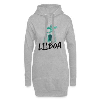 Christ-Roi à Lisbonne illustration bleue - Sweat-shirt à capuche long Femme - gris chiné - Devant