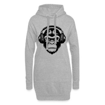 Monkey Head Streetwear DJ Grooves Chemise Urbaine - Sweat-shirt à capuche long Femme - gris chiné - Devant