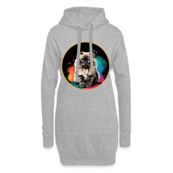 Ragdoll Katzenportrait - Hoodie-Kleid - Grau meliert - Vorne
