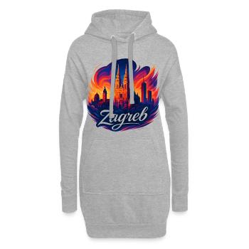 Silhouette de la capitale de Zagreb, Croatie, cadeau - Sweat-shirt à capuche long Femme - gris chiné - Devant