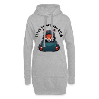 Denk nach bevor du klickst - Cyber Sicherheit - Hoodie-Kleid - Grau meliert - Vorne