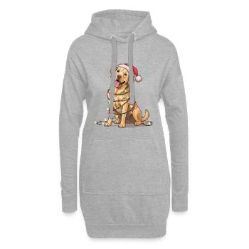 Chien festif avec des guirlandes lumineuses - Sweat-shirt à capuche long Femme - gris chiné - Devant