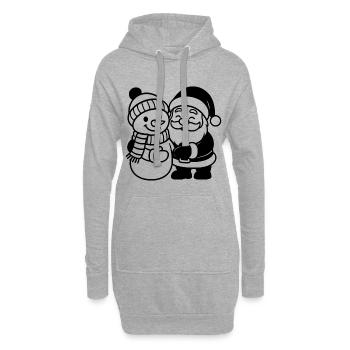 Design de Noël avec le Père Noël et le bonhomme de neige - Sweat-shirt à capuche long Femme - gris chiné - Devant