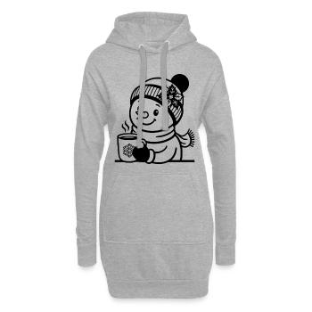 Winter Schneemann T Shirt mit heißem Kakao  - Hoodie-Kleid - Grau meliert - Vorne