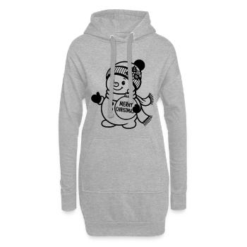 Lustiger Schneemann, Design für Weihnachten - Hoodie-Kleid - Grau meliert - Vorne