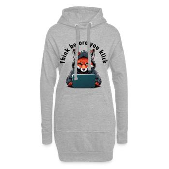 Denk nach bevor du klickst - Cyber Sicherheit - Hoodie-Kleid - Grau meliert - Vorne