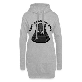 Denk nach bevor du klickst - Cyber Sicherheit - Hoodie-Kleid - Grau meliert - Vorne