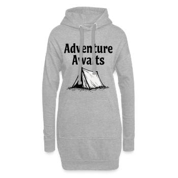 L’aventure vous attend Tente nature de randonnée - Sweat-shirt à capuche long Femme - gris chiné - Devant