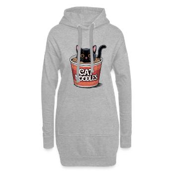 Nouilles pour chat - T-shirt drôle de chat - Sweat-shirt à capuche long Femme - gris chiné - Devant