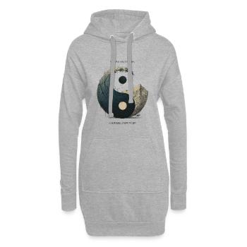 Yin Yang mit Welle und Berglandschaft - Hoodie-Kleid - Grau meliert - Vorne