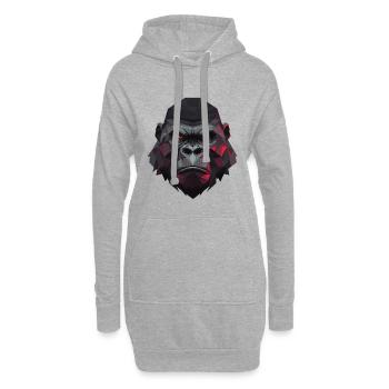 Polygon Gorilla mit roten Augen - Hoodie-Kleid - Grau meliert - Vorne