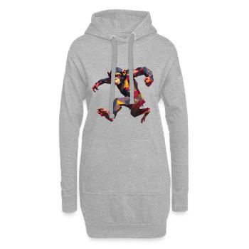 Low Poly Schimpanse Sprint Logo Design - Hoodie-Kleid - Grau meliert - Vorne