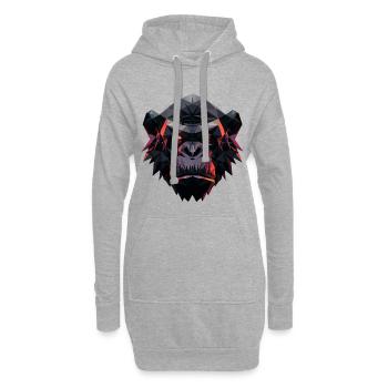 Gorilla Prisma Kopf Low Poly Art Design - Hoodie-Kleid - Grau meliert - Vorne