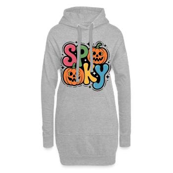 Spooky Kürbis Pop Schriftzug - Hoodie-Kleid - Grau meliert - Vorne