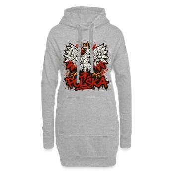 Pologne Polska Aigle Drapeau Graffiti Cadeau - Sweat-shirt à capuche long Femme - gris chiné - Devant