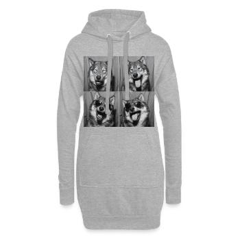 Lustig Wolf Vintage Retro Fotobox - Hoodie-Kleid - Grau meliert - Vorne