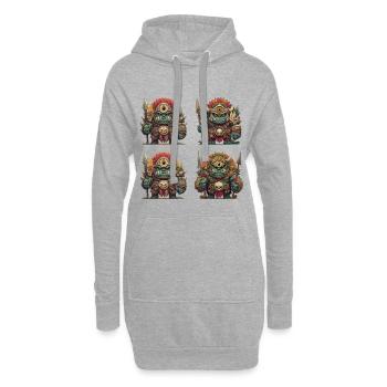 Crâne Tribal Warband Ogre - Sweat-shirt à capuche long Femme - gris chiné - Devant