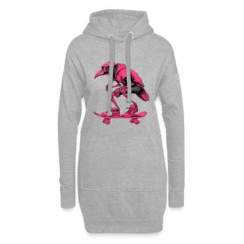 Néon patineur squelette oiseau - Sweat-shirt à capuche long Femme - gris chiné - Devant