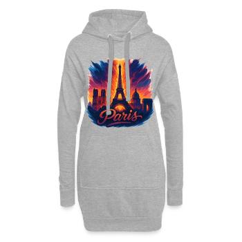 Paris Hauptstadt Frankreich Silhouette Geschenk - Hoodie-Kleid - Grau meliert - Vorne