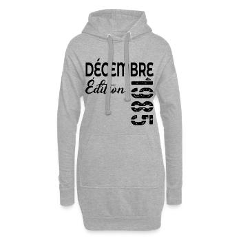 DÉCEMBRE 1985 - 41e Anniversaire - Sweat-shirt à capuche long Femme - gris chiné - Devant