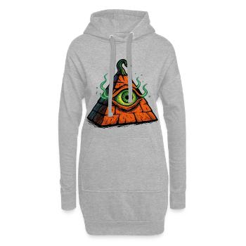 Pyramide d’Halloween – L’œil de la terreur - Sweat-shirt à capuche long Femme - gris chiné - Devant