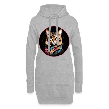 Bengalkatze Portrait - Hoodie-Kleid - Grau meliert - Vorne