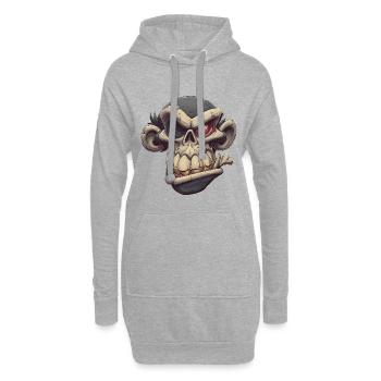 Monkey Skull Grin - Hoodie-Kleid - Grau meliert - Vorne
