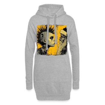 Punk trifft Weihnachtsmann  - Hoodie-Kleid - Grau meliert - Vorne
