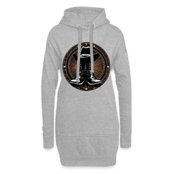 Cowboy Stiefel im Kreismuster - Hoodie-Kleid - Grau meliert - Vorne