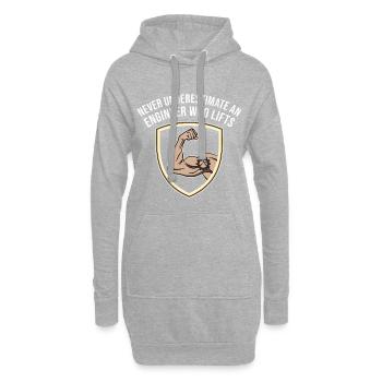 Unterschätzen Sie niemals einen Ingenieur, der ein T-Shirt hebt - Hoodie-Kleid - Grau meliert - Vorne