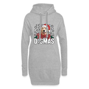 Merry Dogmas Hund mit Santa - Hoodie-Kleid - Grau meliert - Vorne