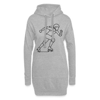 Croquis de joueur de roller derby – Motif sportif - Sweat-shirt à capuche long Femme - gris chiné - Devant