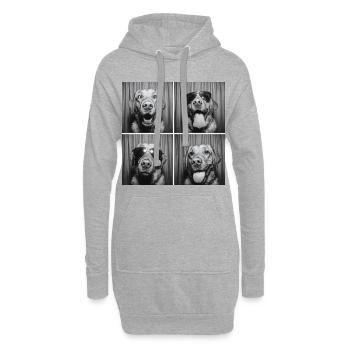 Drôle de chien labrador photo booth rétro - Sweat-shirt à capuche long Femme - gris chiné - Devant