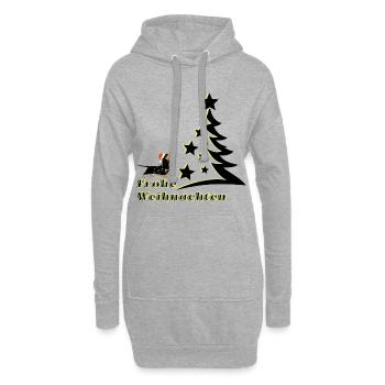 Frohe Weihnachten Dackel schaut den Christbaum an - Hoodie-Kleid - Grau meliert - Vorne