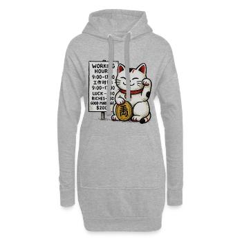 Panneau Lucky Cat Fortune - Sweat-shirt à capuche long Femme - gris chiné - Devant