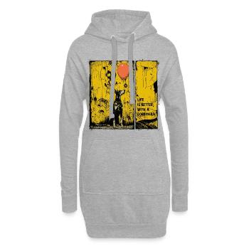La vie est meilleure avec un doberman | Style bande dessinée noir - Sweat-shirt à capuche long Femme - gris chiné - Devant
