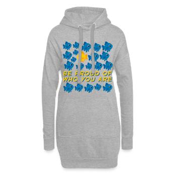 Be Proud of Who You Are - Fisch Motiv - Hoodie-Kleid - Grau meliert - Vorne