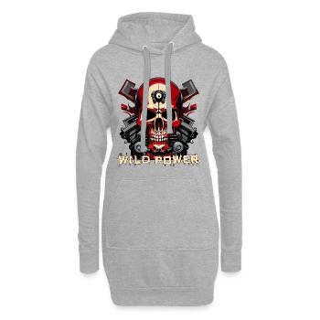 Wild Power Skull Motorrad Kunst - Hoodie-Kleid - Grau meliert - Vorne