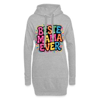 Beste Mama Ever bunte Typo - Hoodie-Kleid - Grau meliert - Vorne